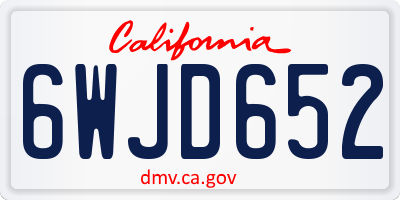 CA license plate 6WJD652