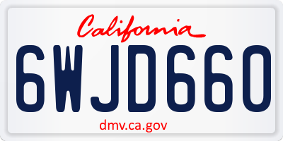 CA license plate 6WJD660