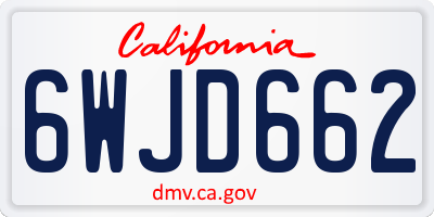 CA license plate 6WJD662