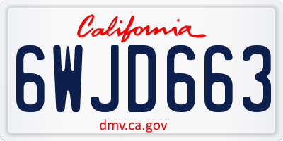 CA license plate 6WJD663