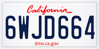 CA license plate 6WJD664