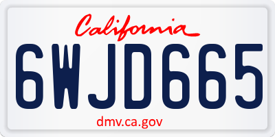 CA license plate 6WJD665