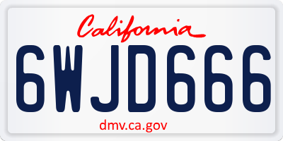 CA license plate 6WJD666