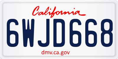 CA license plate 6WJD668