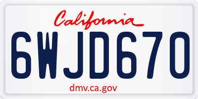 CA license plate 6WJD670