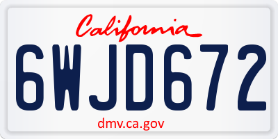 CA license plate 6WJD672