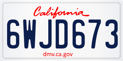CA license plate 6WJD673