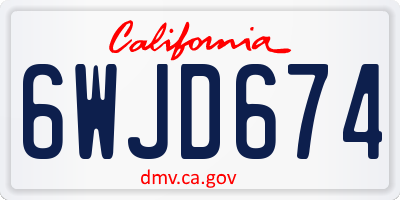 CA license plate 6WJD674