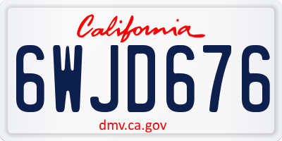 CA license plate 6WJD676