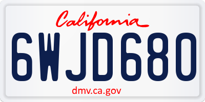 CA license plate 6WJD680