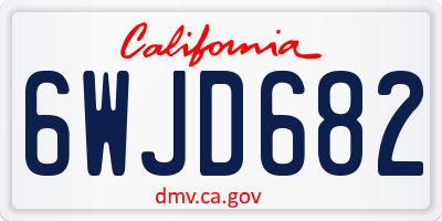 CA license plate 6WJD682