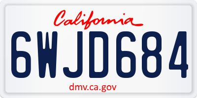 CA license plate 6WJD684