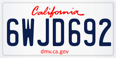 CA license plate 6WJD692