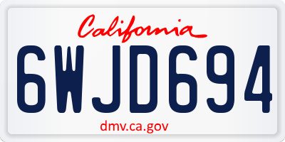 CA license plate 6WJD694