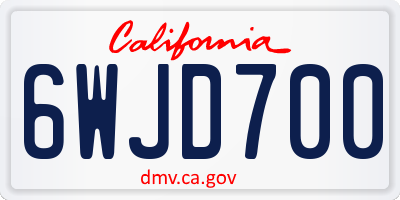 CA license plate 6WJD700