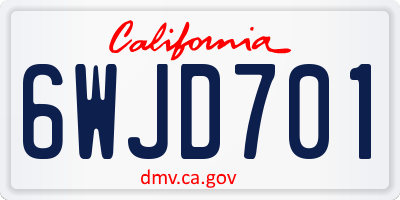 CA license plate 6WJD701