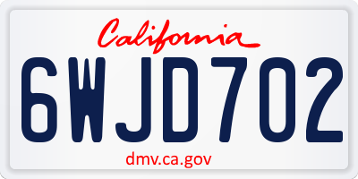 CA license plate 6WJD702