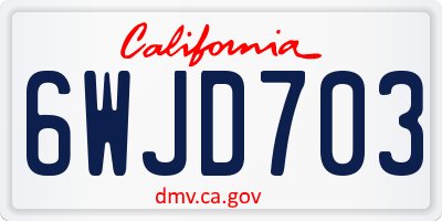 CA license plate 6WJD703