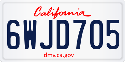 CA license plate 6WJD705