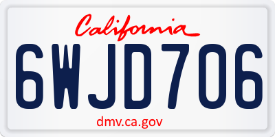 CA license plate 6WJD706