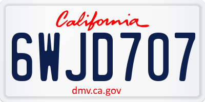 CA license plate 6WJD707