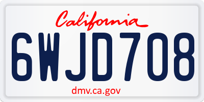 CA license plate 6WJD708