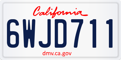 CA license plate 6WJD711