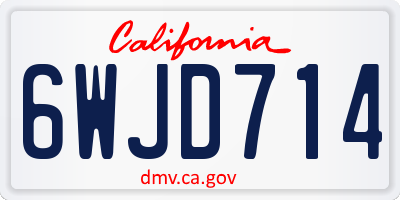 CA license plate 6WJD714