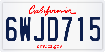 CA license plate 6WJD715