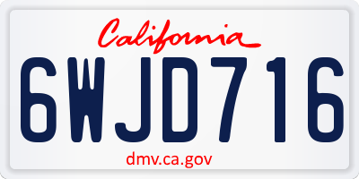 CA license plate 6WJD716