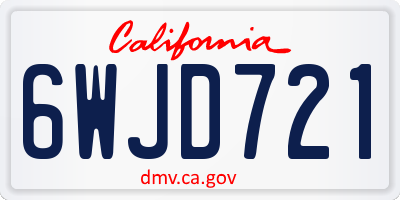 CA license plate 6WJD721