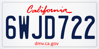 CA license plate 6WJD722