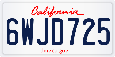 CA license plate 6WJD725