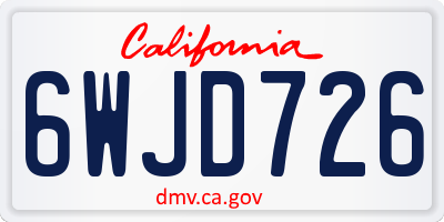 CA license plate 6WJD726