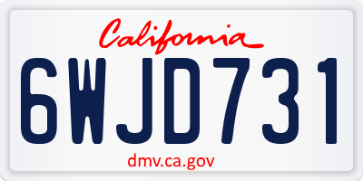 CA license plate 6WJD731