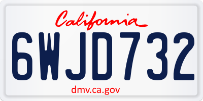 CA license plate 6WJD732