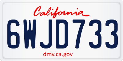 CA license plate 6WJD733