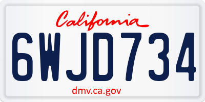 CA license plate 6WJD734