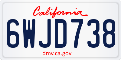 CA license plate 6WJD738