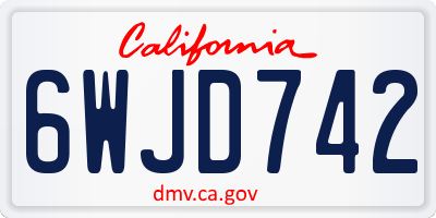 CA license plate 6WJD742