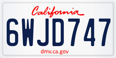 CA license plate 6WJD747