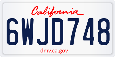 CA license plate 6WJD748