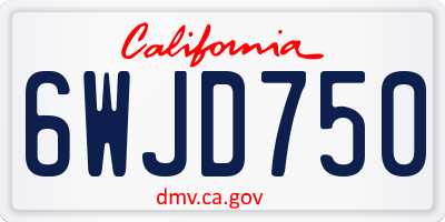 CA license plate 6WJD750