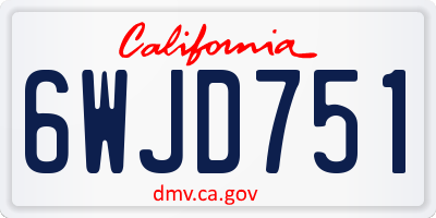 CA license plate 6WJD751