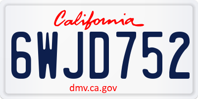 CA license plate 6WJD752