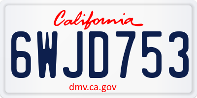 CA license plate 6WJD753