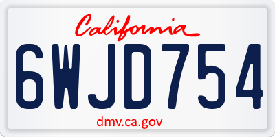 CA license plate 6WJD754