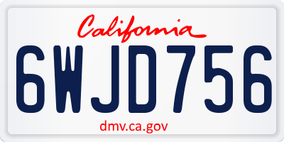 CA license plate 6WJD756