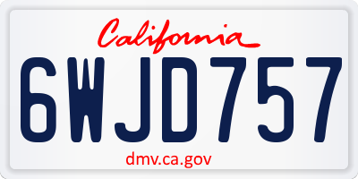 CA license plate 6WJD757