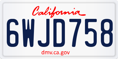 CA license plate 6WJD758